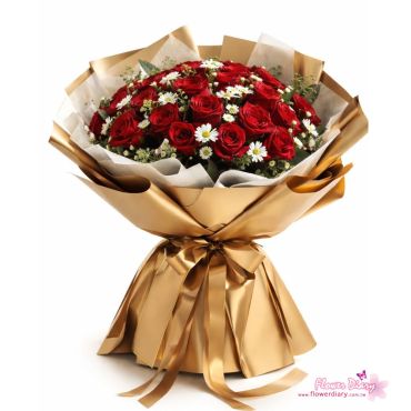 台北花店暢銷 Golden 99朵大型紅玫瑰花束