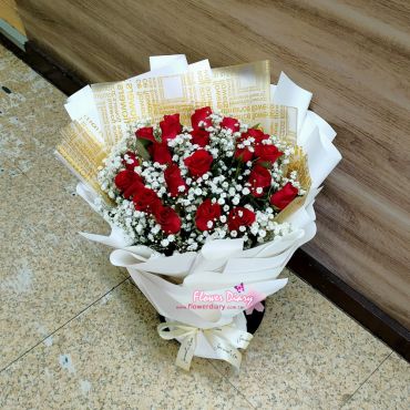 台北花店暢銷  鎏金 20朵紅玫瑰花束