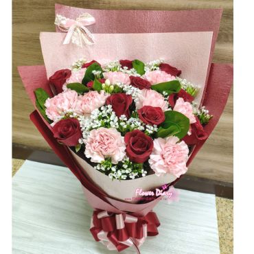台北花店最愛 暖暖 玫瑰康乃馨花束 母親節快樂