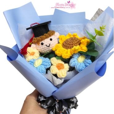 台北花店精選 前程似錦-藍 編織花畢業花束