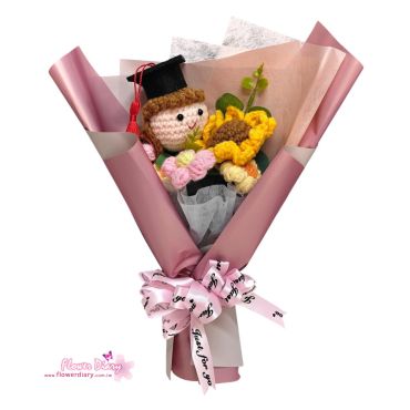 台北花店精選 前程似錦-粉 編織花畢業花束