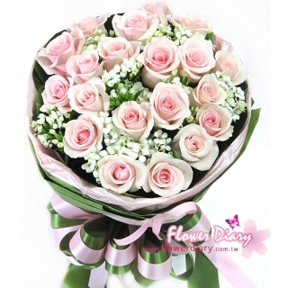 台北花店暢銷 鐵達尼情人花 20朵粉玫瑰花束