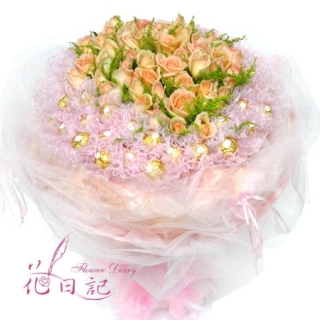 金愛你 100朵大型香檳玫瑰金莎花束