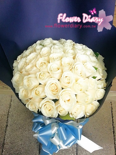 花日記花坊 MiniQ系列 白色情迷 99朵白玫瑰花束