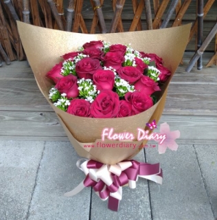 台北花店外送 熱情如火 20朵紅玫瑰花束