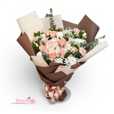 花日記花坊 溫馨祝福 玫瑰桔梗花束