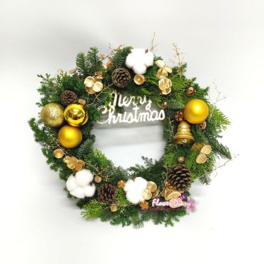 花日記花坊 金色系聖誕花圈