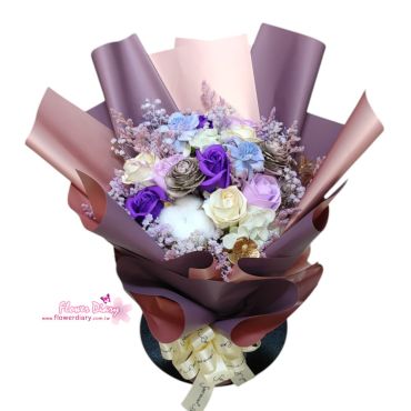台花北店暢銷 金香紫 香皂乾燥花束