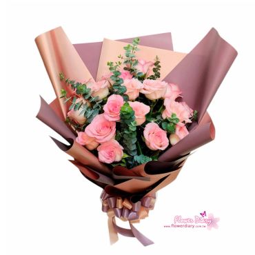台北花店外送 Swan 20朵雙色粉玫瑰花束