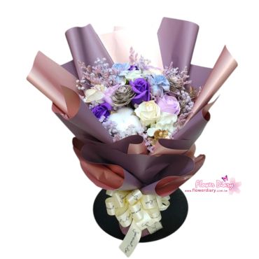台花北店暢銷 金香紫 香皂乾燥花束