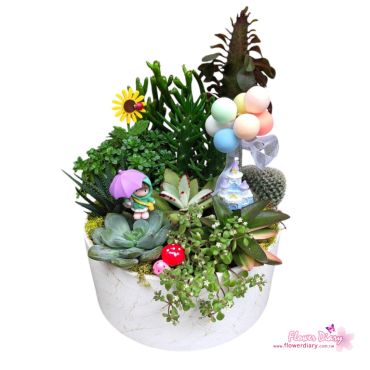 台北花店設計 天外奇蹟-藍色城堡版  多肉植物組合盆栽