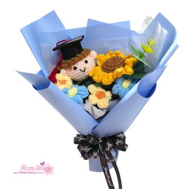 台北花店精選 前程似錦-藍 編織花畢業花束