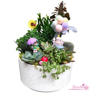 台北花店設計 天外奇蹟-粉色城堡版  多肉植物組合盆栽