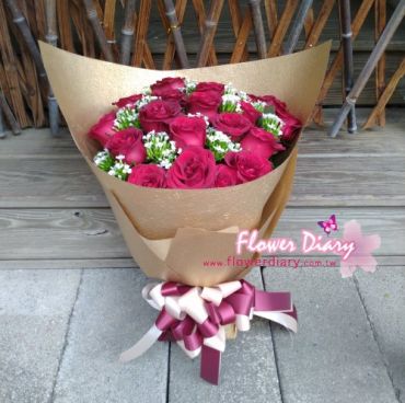 台北花店外送 熱情如火 20朵紅玫瑰花束